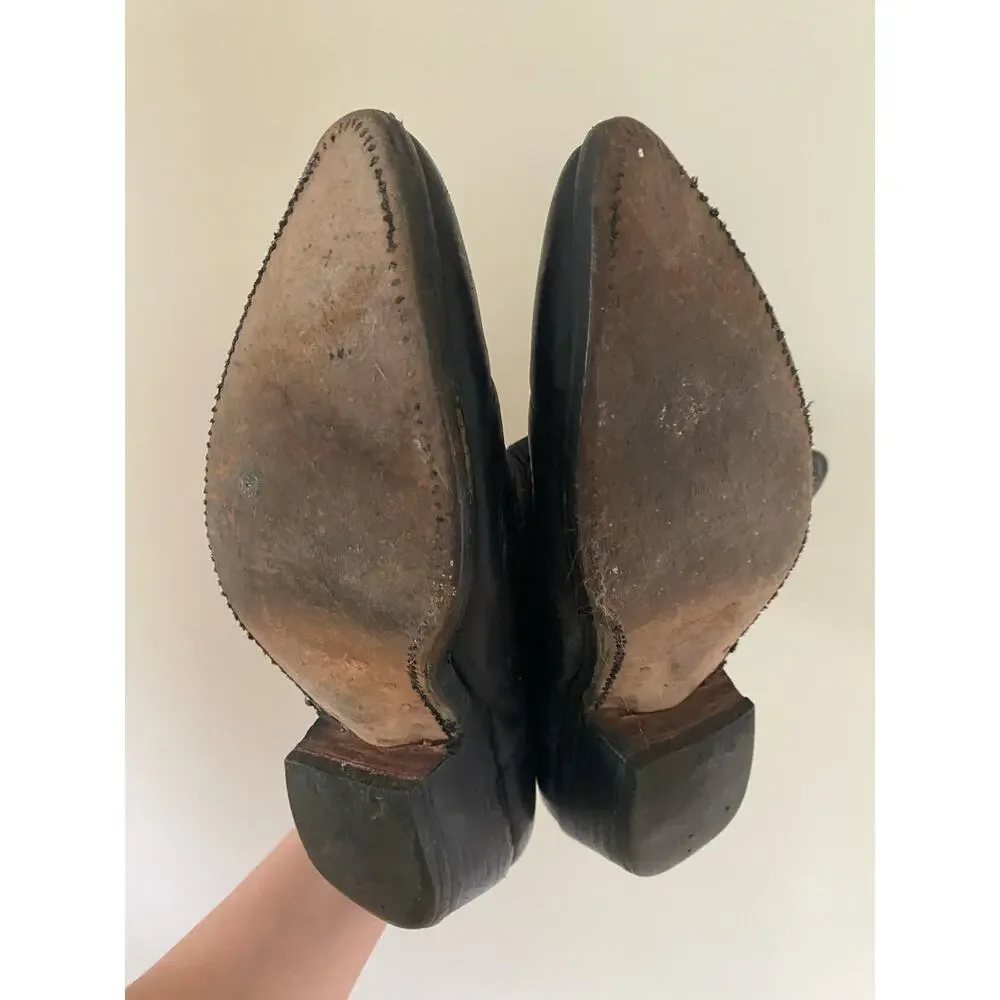 Stewart Boot Co. 0124 Men's 10.5 Black Handmade Cowboy Western Boots Heavy Heel